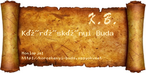 Köröskényi Buda névjegykártya